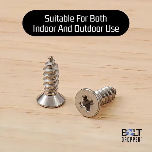 Vista 2 de Tornillo Phillips de cabeza plana de acero inoxidable Bolt Dropper #4 x 1/4" (6,35 mm) (100 unidades), tornillos de chapa metálica de acero