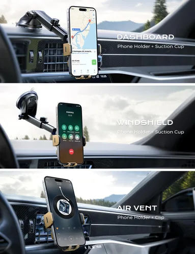 Vista 2 de CHGeek Cargador de Coche Inalámbrico, Carga Rápida de 15W, Cargador de Coche con Abrazadera Automática, Soporte para Teléfono Compatible con iPhone