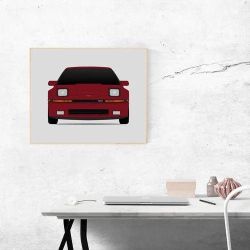 Vista 9 de Custom Car Posters Handmade Poster compatible with Toyota Supra MK 3 (A70) (1986-1993) 3rd Generation Headlights Up Print Wall Art Décor - 11x14
