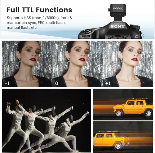 Vista 8 de Godox X3 X3-S Disparador de flash para Sony, pantalla OLED de alta definición, 1/8000s HSS TTL función TCM, transmisor de carga USB-C, Godox X3S X3