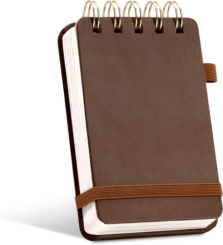 Vista 8 de Yoment Cuadernos Pequeños 3x5 Libreta de Bolsillo de Cuero 150 Páginas Mini Cuaderno Espiral Superior, Papel Grueso 100 GSM, Blocs de Notas