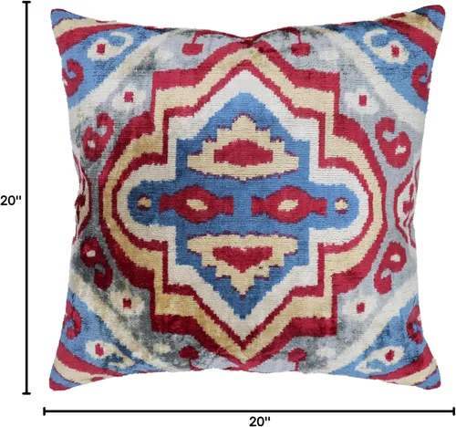 Vista 10 de CANVELLO Cojín decorativo hecho a mano con relleno de plumón, geométrico multicolor suave terciopelo de seda cuadrada para sala de estar, sofá