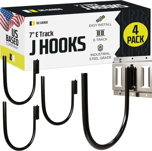Vista 21 de DC Cargo - Ganchos J de pista E (5,08 cm - Paquete de 4) - Accesorios verticales de pista E - Ganchos para colgar para su sistema de riel de pista E