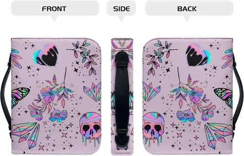 Vista 5 de Bengbobar Funda de Biblia morada para niñas y mujeres, funda de Biblia floral gótica con asa, impermeable, protector de la Biblia con asa