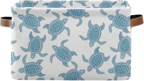 Vista 27 de Cestas de almacenamiento de mármol azul, cesta de almacenamiento rectangular plegable decorativa de tela de lona para el hogar