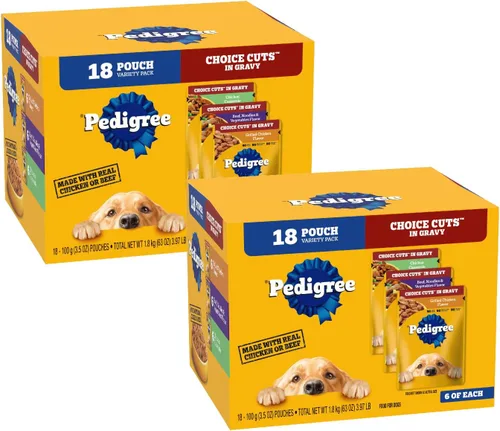Vista 23 de Pedigree Choice Cuts in Gravy - Paquete variado de alimentos para perros, bolsas de 3.5 onzas, 48