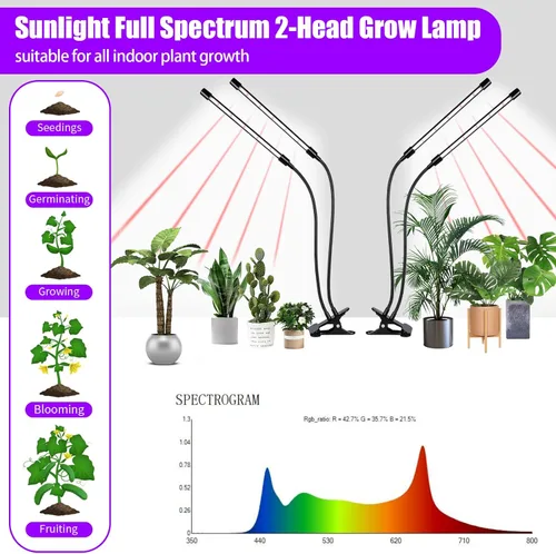 Vista 2 de Luces de cultivo de mejora con 168 LEDs, luces de planta con clip para plantas de interior, lámparas de crecimiento de plantas LED blancas+rojas