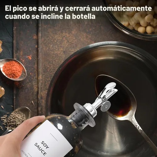 Vista 8 de Dispensador de aceite para cocina, botella dispensadora de aceite de oliva de vidrio, juego de 2, color negro