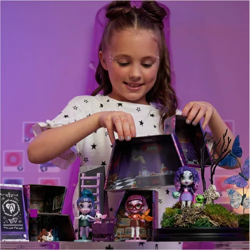 Vista 6 de Zombaes Forever, Wild Vibes, Abandoned Pet Shop Juego de casa de muñecas personalizable, 3 muñecas y accesorios exclusivos de zombies, 5 mascotas
