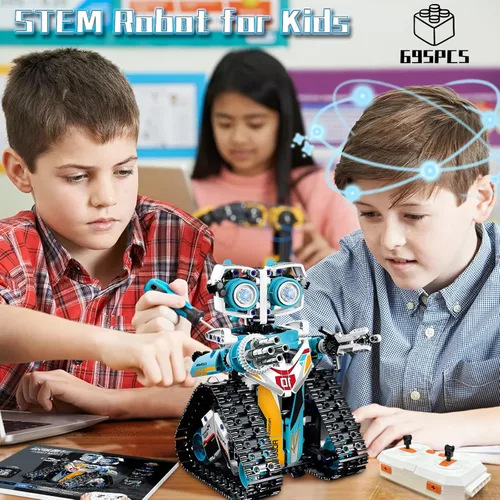 Vista 6 de HuiNiu Juguetes robots STEM, robótica para niños de 8 a 12 años, kits de construcción de robot 3 en 1 para niños, control remoto y aplicación, kit