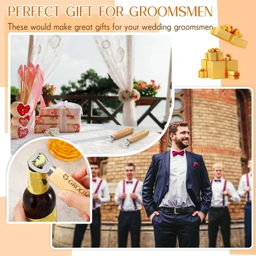 Vista 5 de Patelai Abrebotellas de madera, regalos para padrinos de boda, abrelatas de madera, regalos de boda, propuesta, regalo de despedida de soltero