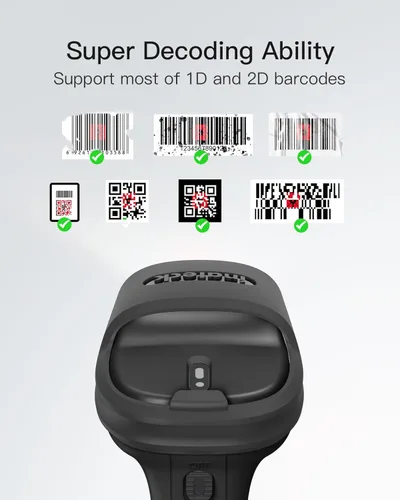 Vista 2 de Inateck Escáner de código de barras 2D, escáner de código QR inalámbrico Bluetooth con aplicación AI y SDK, duración de la batería de 180 días