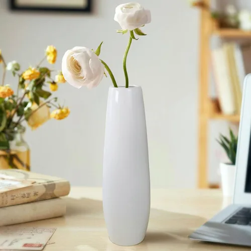 Vista 56 de White Ceramic Flower Vase,12 Inch Tall Modern Textured Vases for Home Decor,Table Centerpieces,Farmhouse,Shelf,Living Room Decorations Minimalist