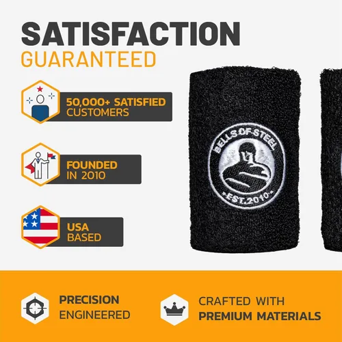 Vista 7 de Muñequeras Bells of Steel para Kettlebells con Guarda Muñeca BellGuard, Banda de Sudor con Insertos de Plástico para Absorción de Impactos