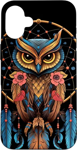 Vista 23 de Funda para iPhone 16 Owl Dreamcatcher Indio Nativo Americano Plumas Tribal Arts