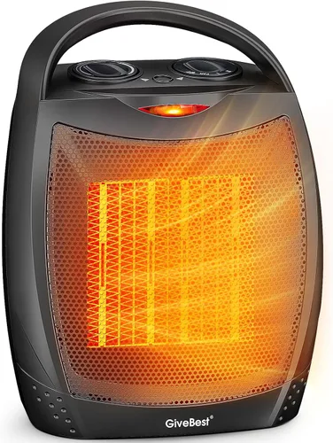 Calentador ambiental portátil eléctrico, calentador de cerámica con termostato de 1500 W/750 W, calienta hasta 200 pies cuadrados en minutos, seguro