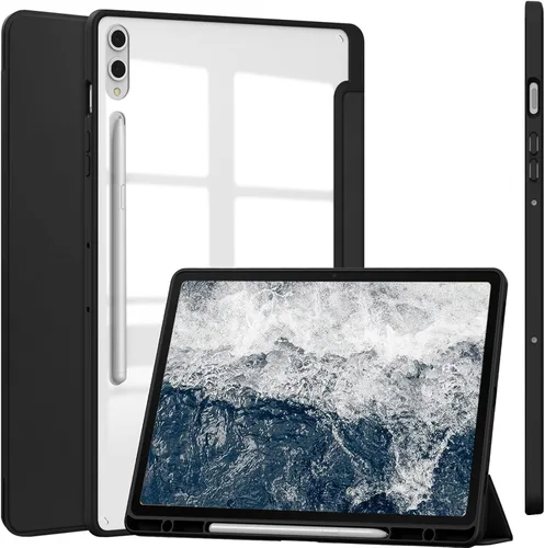 NINKI Funda para Galaxy Tab S10 Plus 2024 / Galaxy Tab S9 Plus/Galaxy S9 FE Plus Funda con soporte, soporte para lápices, apagado y encendido Negro