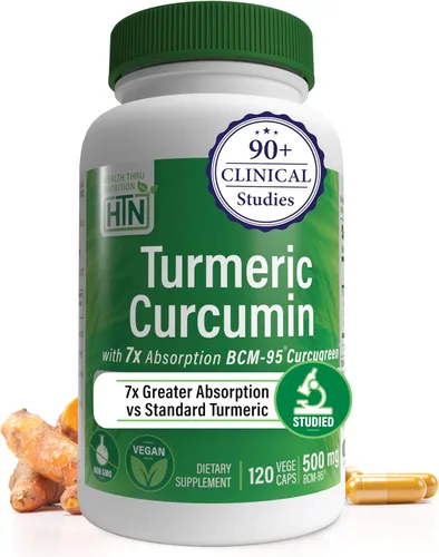 Vista 12 de Health Thru Nutrition Complejo de curcumina de cúrcuma de 500 mg como BCM-95 Curcugreen clínicamente estudiado Certificado vegano
