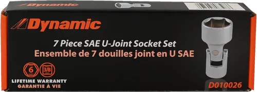 Vista 5 de Dynamic Herramientas 3/8" Drive 7 Pieza 6 Puntos SAE, Conjunto Universal Flex Socket Set, 3/8" - 3/4