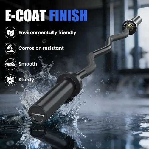 Vista 7 de Barra olímpica EZ Curl de 47 pulgadas, barra de acero de 500 libras de capacidad, adecuada para placas de peso de 2 pulgadas, barra de rizo de 2