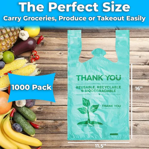 Vista 5 de Avant Grub Plastic Grocery Bags Perfect for Business, Restaurants. bulk, Heavy Duty, Thick, Green, T Shirt Bag for Shopping.