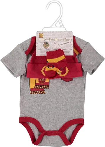 Vista 2 de Harry Potter Conjunto de ropa para bebés y niños de 3 piezas con mameluco sombrero y calcetines ropa de bebé