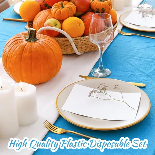 Vista 4 de Juexica 12 Pcs Disposable Plastic Tablecloth 54" x 108" Waterproof Table Cover Plastic Decorative Table Cloth for Birthday Graduation Ocean Theme