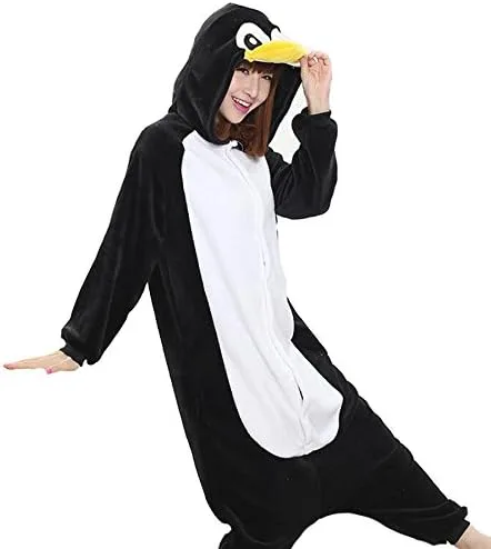 Vista 2 de Adrinfly - Disfraz de pingüino unisex para adulto de una sola pieza