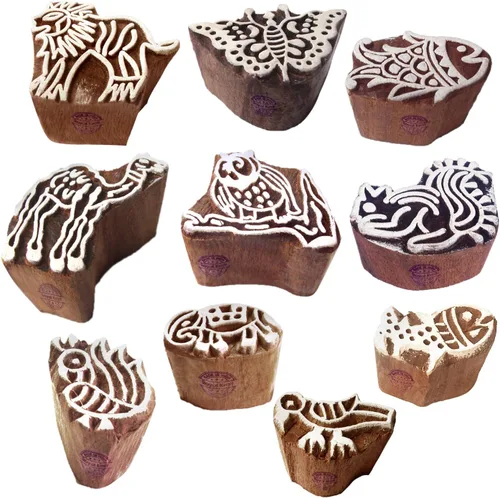 Vista 26 de Sellos de impresión de arcilla Arty Crafty pequeños bloques de madera con forma floral (juego de 10) Htag2101