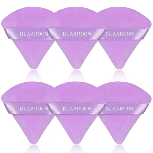 Vista 12 de BLAAROOM 6 esponjas de terciopelo triangulares para polvo, diseño triangular, esponja suave para rostro, contorno de ojos exquisitos, para cuerpo