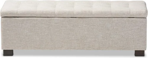 Vista 6 de Baxton Studio Orillia - Banco otomano moderno y contemporáneo tapizado de tela beige