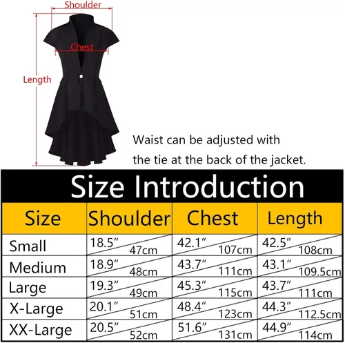 Vista 5 de Vnyeelfy Chaqueta steampunk para mujer, gótica, victoriana, renacentista, medieval