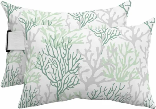 Vista 21 de PIEPLE Blue Flower - Almohada rectangular para reposacabezas para exteriores e interiores, 11 x 16 pulgadas, relleno de poliéster, impermeable
