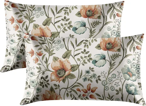 Vista 42 de EXQ Home - Funda de almohada de satén para cuidar el cabello y la piel, tamaño estándar, de seda con estampado negro, juego de 2 fundas con cierre