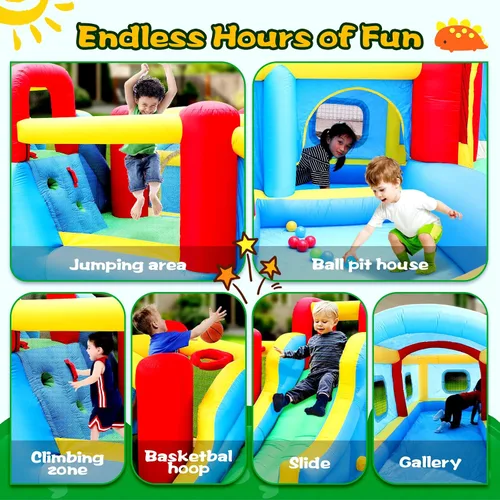 Vista 5 de WELLFUNTIME Inflatable Bounce House with Slide, Jumping Castle with Blower