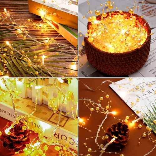 Vista 7 de Guirnalda de Navidad con luces de Very100 de 8.3 pies, guirnalda festiva con cuentas de bayas iluminadas, decoraciones navideñas para chimenea