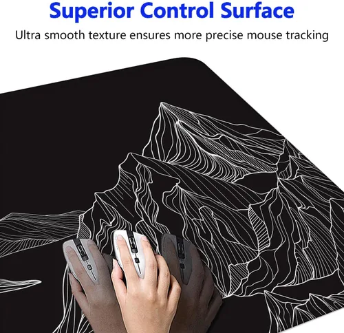 Vista 3 de Alfombrilla de mouse grande para juegos con bordes cosidos, alfombrilla de mouse de escritorio extendida con tela microtejida superior, base