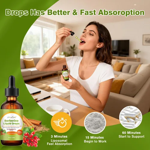 Vista 7 de Gotas de berberina líquida con canela de Ceilán y picolinato de cromo - Complejo de apoyo de azúcar en sangre - Suplemento líquido de berberina, 300
