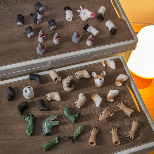 Vista 9 de AQKILO Juego de Marionetas de Dedo de Tiburón, Accesorios de Teatro para Espectáculo de Marionetas de Animales del Océano, Juguetes Novedosos