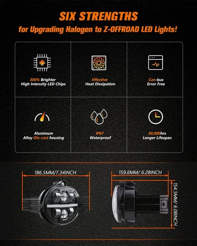 Vista 8 de Z-OFFROAD Conjunto de luz antiniebla LED aprobada por DOT compatible con Dodge Ram 1500 2002 2003 2004 2005 2006 2007 2008 Dodge Ram 2500/3500