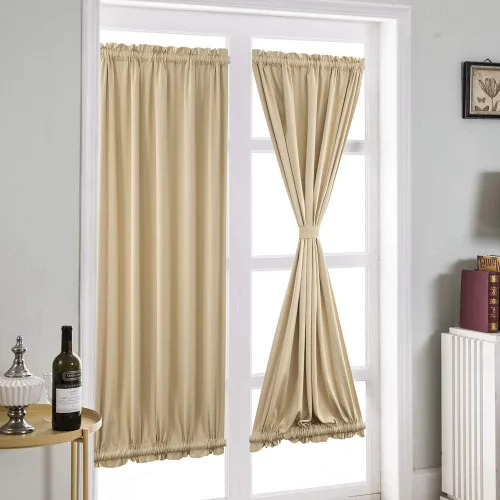 Sombras de globo para puertas francesas, color sólido, 1 pieza, tratamientos de ventana, con bolsillo para barra, cortinas opacas para dormitorio,