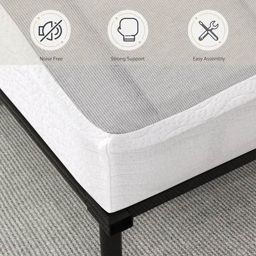 Vista 6 de Somier de metal de 5 pulgadas con montaje rápido, base de colchón resistente, marco de metal de acero fuerte, fácil montaje, tamaño Queen