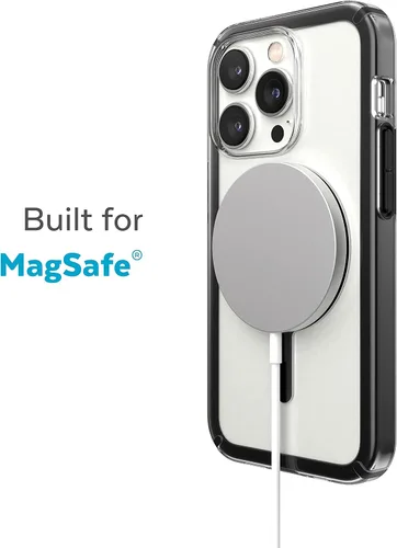 Vista 3 de Speck Funda transparente para iPhone 14 Pro - Delgada, construida para MagSafe, resistente a los arañazos y protección contra caídas