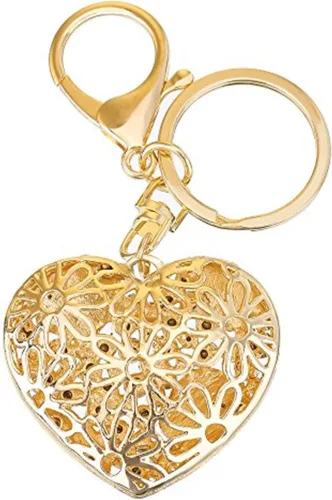 Vista 8 de MTLEE Llavero de bola de flores y corazón de rosa dulce amor, llavero de cristal para mujer, 2 piezas, mediano