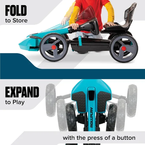 Vista 3 de Rollplay Flex Kart XL Pedal Go Kart para niños con neumáticos de EVA para tracción y durabilidad, asiento de cubo ajustable de 2 posiciones