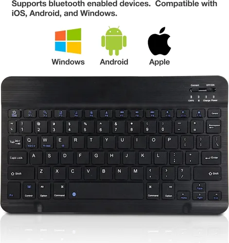 Vista 5 de BoxWave Teclado compatible con Chuwi Hi10 Air - Teclado Bluetooth SlimKeys, delgado portátil con teclas estilo chiclet, negro azabache