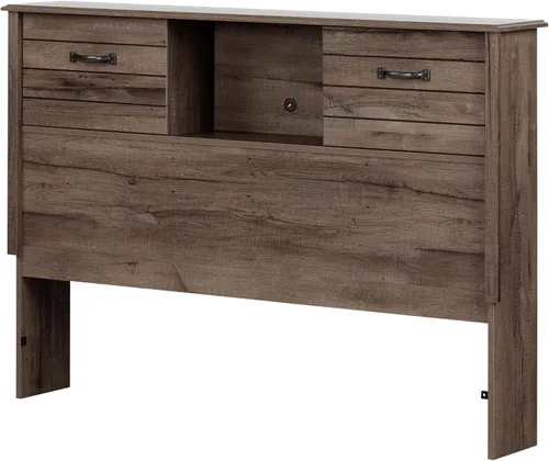 Vista 10 de South Shore Ulysses - Cabecero de estantería con puertas, matrimonial, arándanos Fall Oak