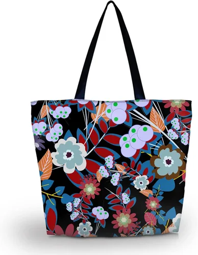 Bolso respetuoso del medio ambiente reutilizable grande de los totalizadores del viaje del bolso de la manija del bolso, Flor colorida 2, Moda