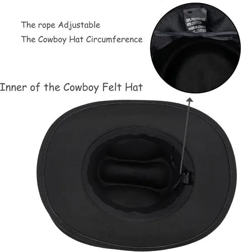 Vista 8 de Western Outback Felt Cowboy Hat for Women Cowgirls Fedora Gus Hat Rodeo for MediumLarge Headwear