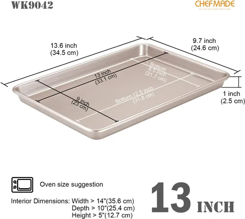 Vista 2 de CHEFMADE Bandeja para Hornear con Borde de 13 Pulgadas, Bandeja Antiadherente de Acero al Carbono para Galletas para Hornear Carne Pan Rollo